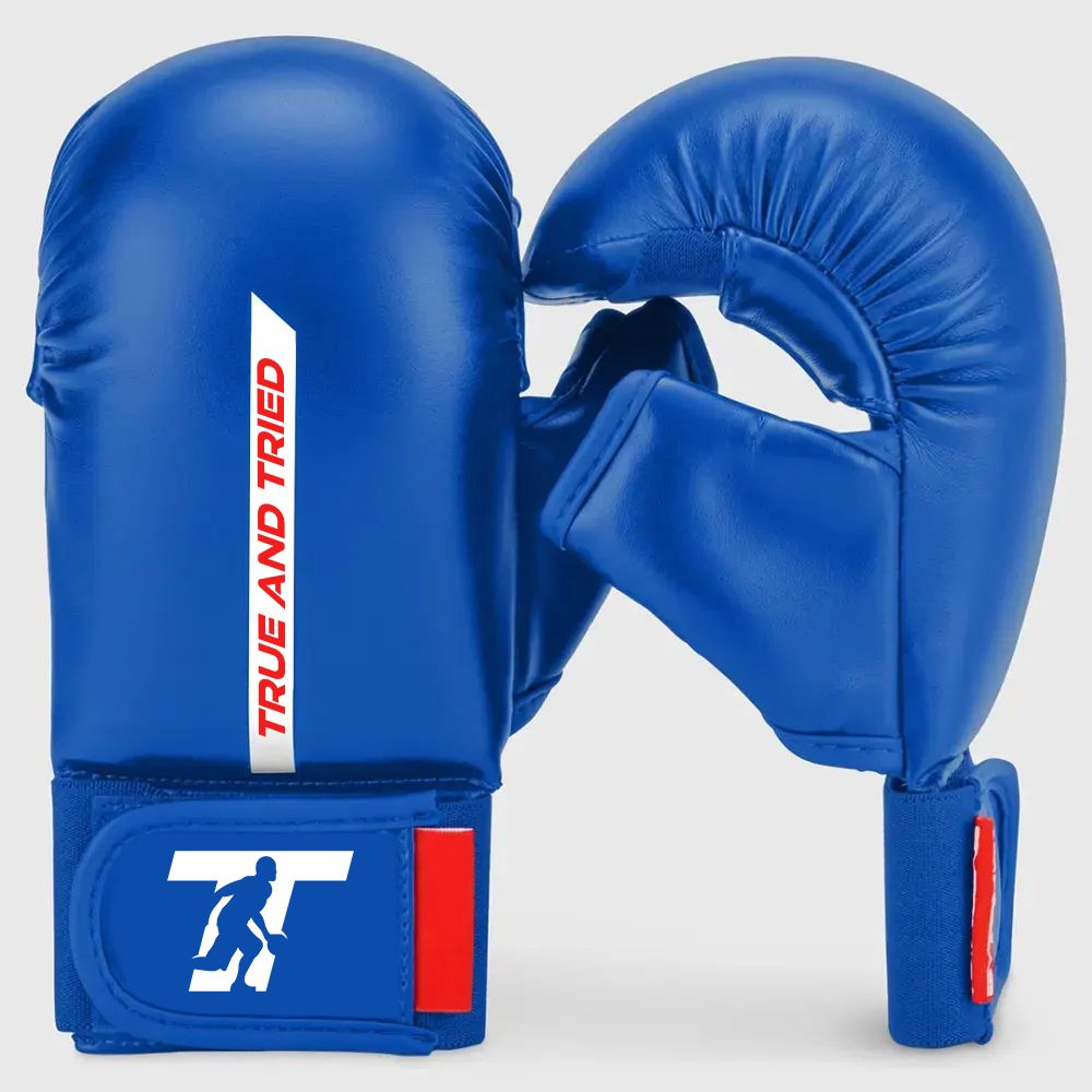 Blue/White Red Label Karate Mitt with Thumb