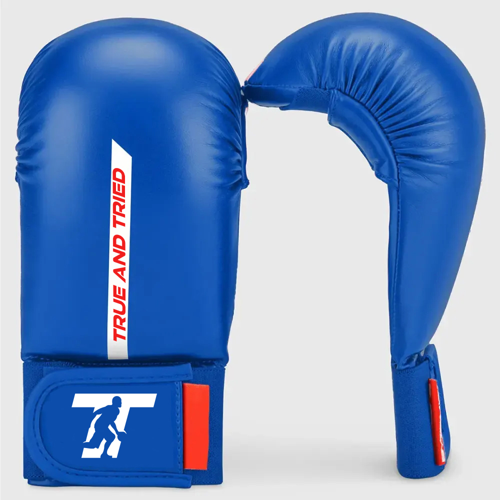 Blue/White Farans Red Label Karate Mitt Without Thumb